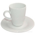 plain white porcelain material coffee tea cups and saucers